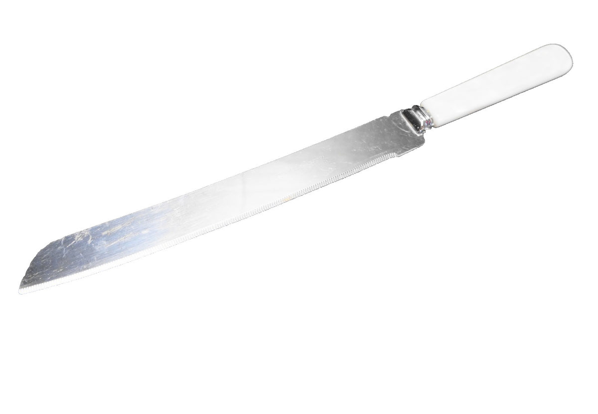 Sheffield England White Pearlized Lucite Handle Cake Knife