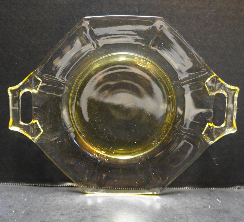 Imperial Molly Yellow Depression Glass Small 2 Handled Plate