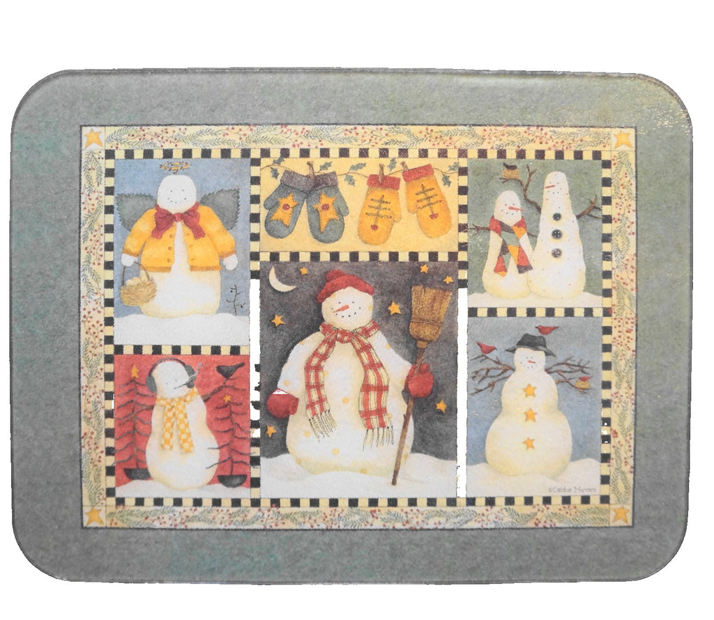 Debbie Mumm Snowman Winter Christmas Tempered Glass Cutting Board Surface Protector
