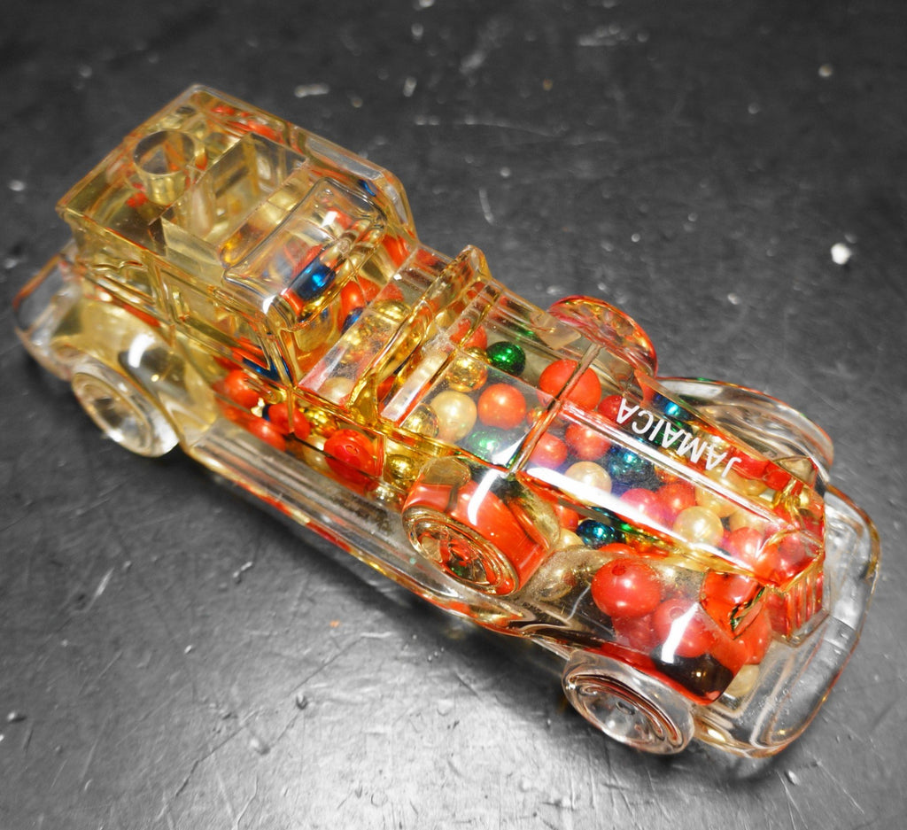 Lucite Acylic Car Pen Holder Jamaica Souvenir Colorful Balls Filled