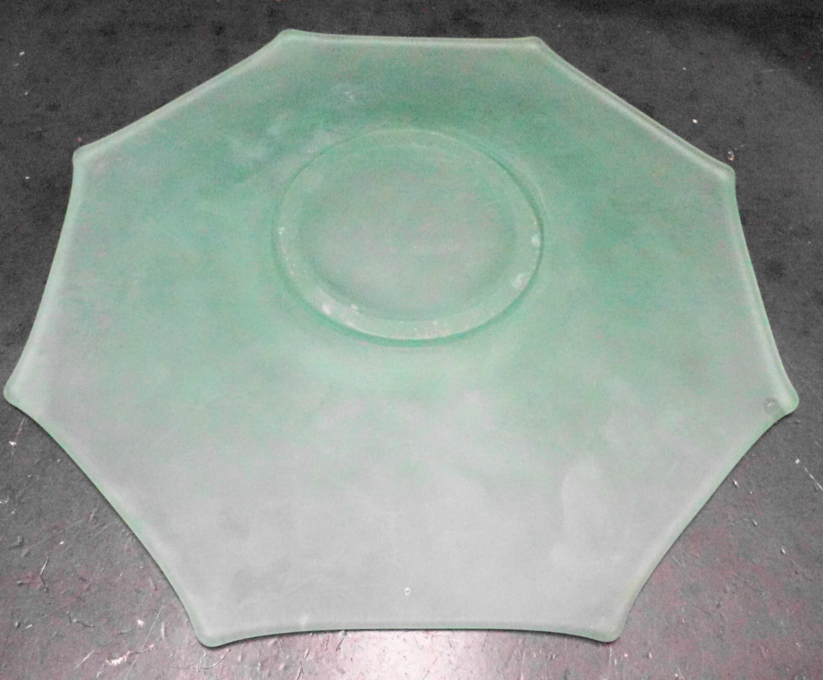Apple Green Depression Glass Stretch Frosted Satin Octagon Plate