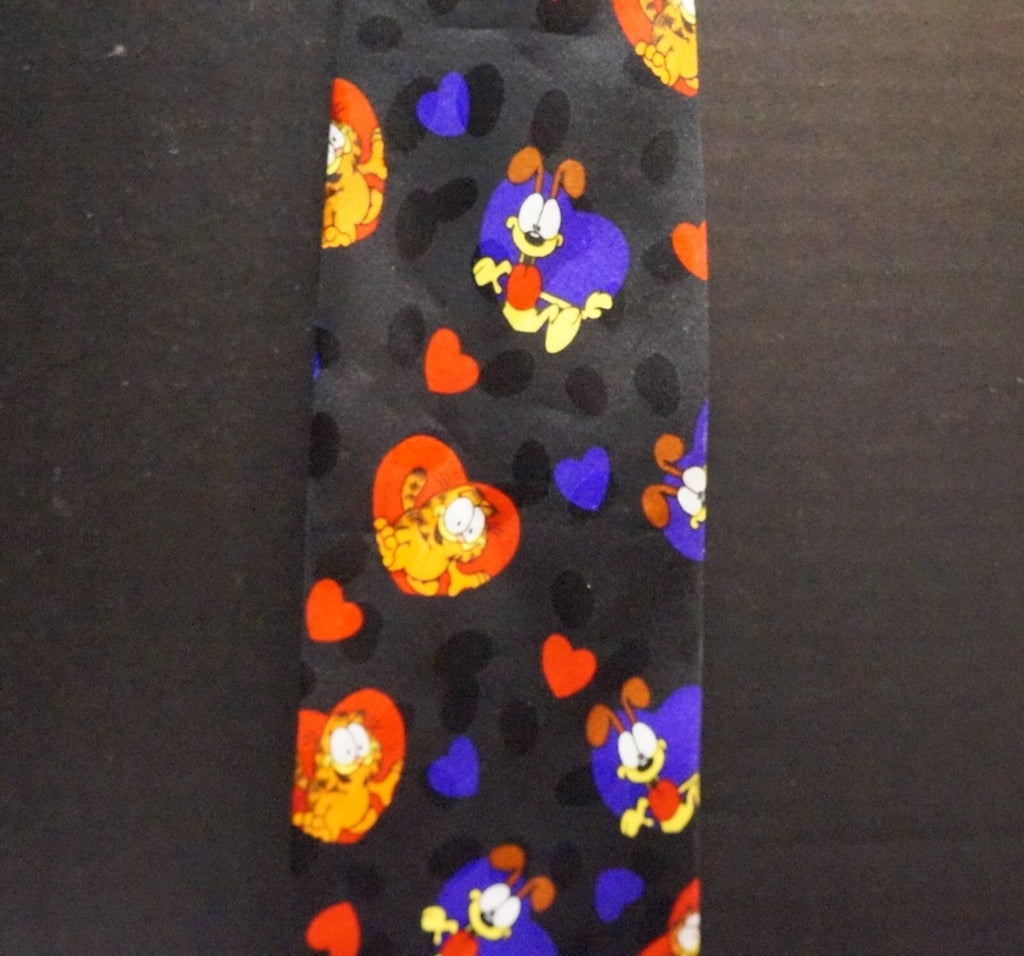 Garfield Odie Hearts Valentine Addiction Polyester Tie Vintage