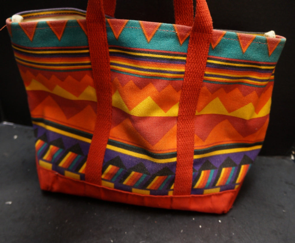 Fabriko Rainbow Southwestern Canvas Tote Bag Harley Davidson Patch