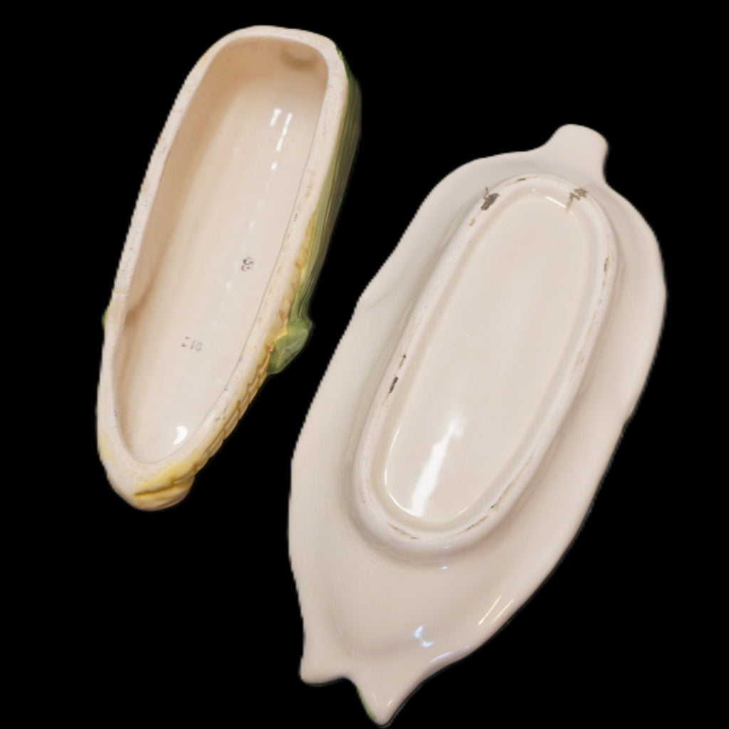Corn Cob Pottery Covered Butter Dish Unsigned