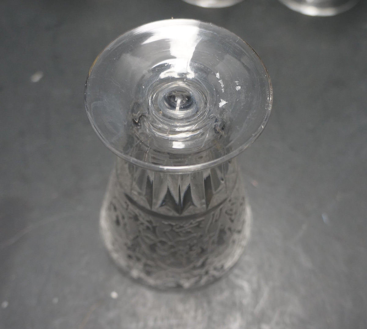 Paden City Spring Orchard Etched Flowers Birds Juice Glasses Set of 8