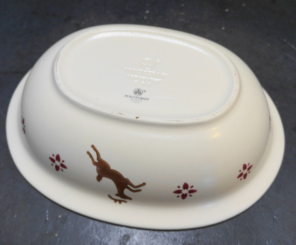 Pfaltzgraff Nordic Christmas Oval Vegetable Bowl Reindeer