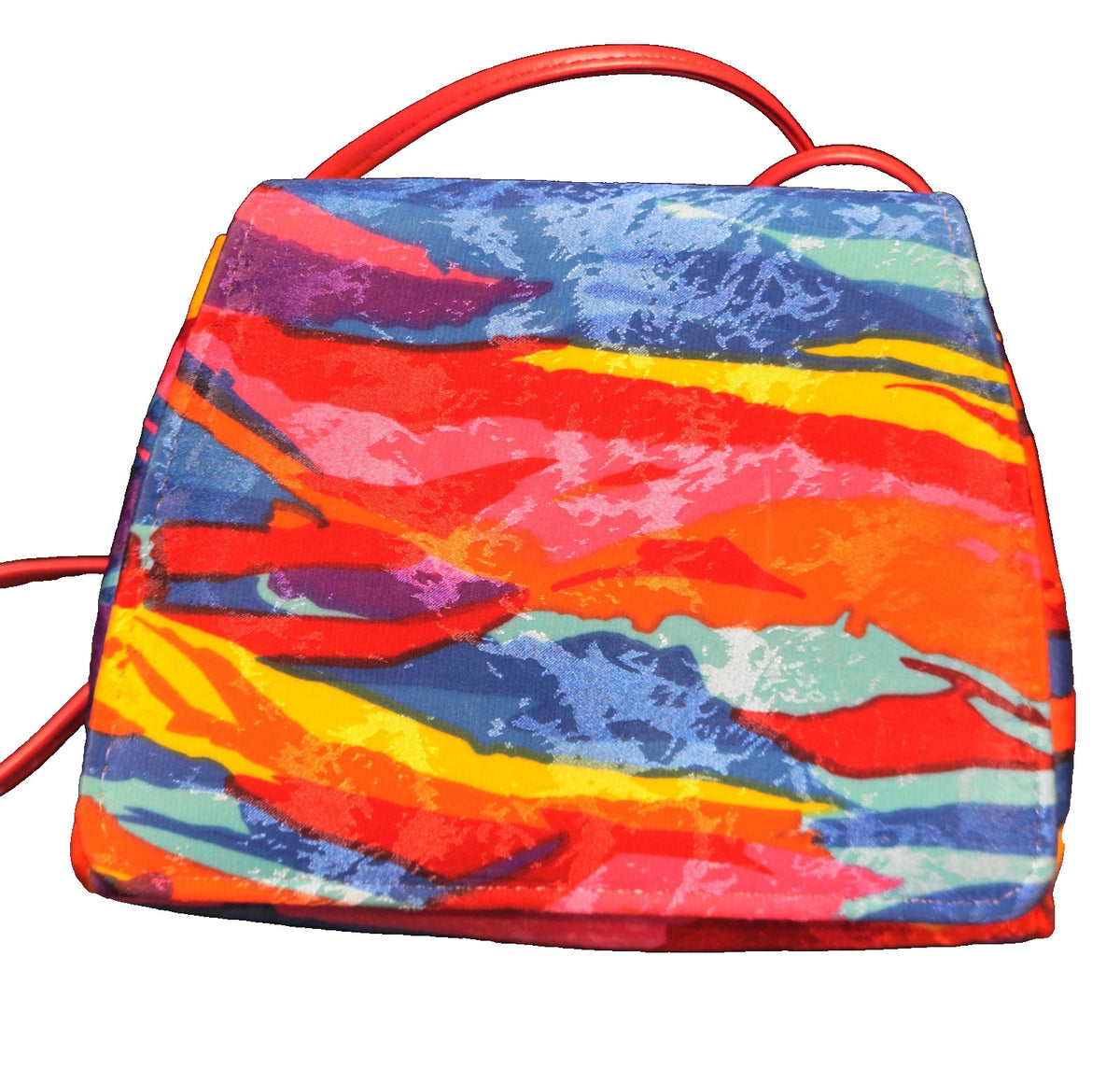 Bright Rainbow Marbled Splash Jacquard 1980s Purse
