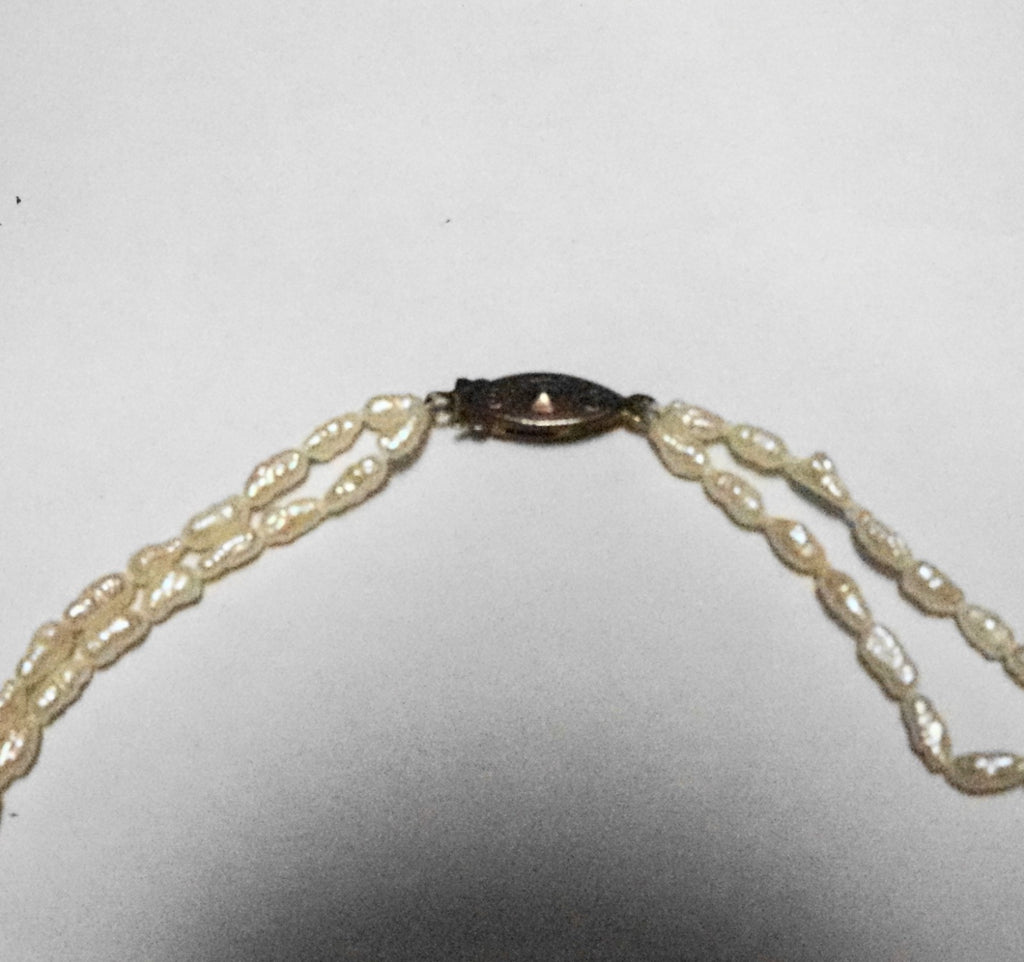 Freshwater Pearl Irregular Rice Grain Beads Double Strand Necklace