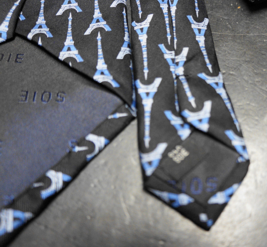 Reflets D'Art La Tour Eiffel Tower Silk Tie Deep Blue