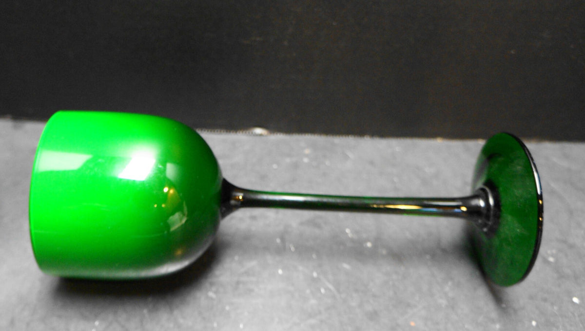 Carlo Moretti Emerald Green Cased Glass 9" Stem Goblet