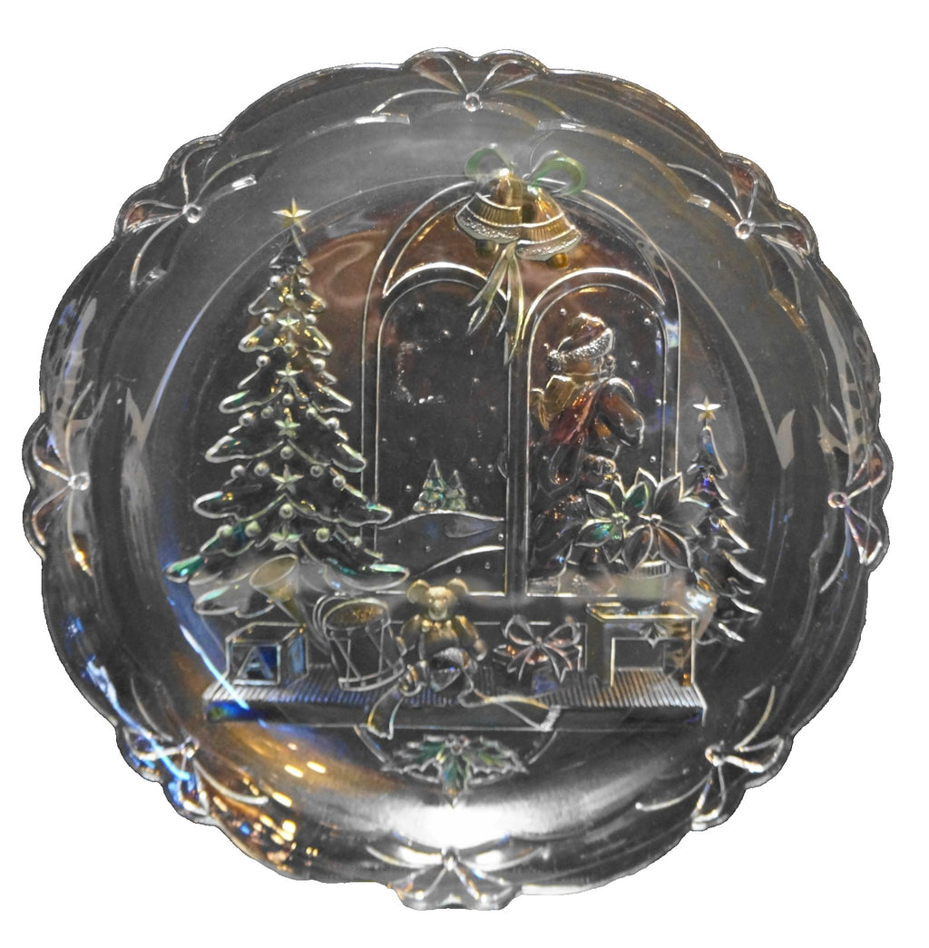 Mikasa Crystal Clear Industries Christmas Joy Stained Platter Round 14 IN