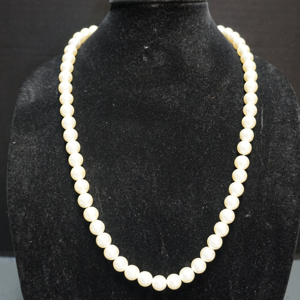 Hong Kong Long Faux Pearl Bead Necklace 28 IN
