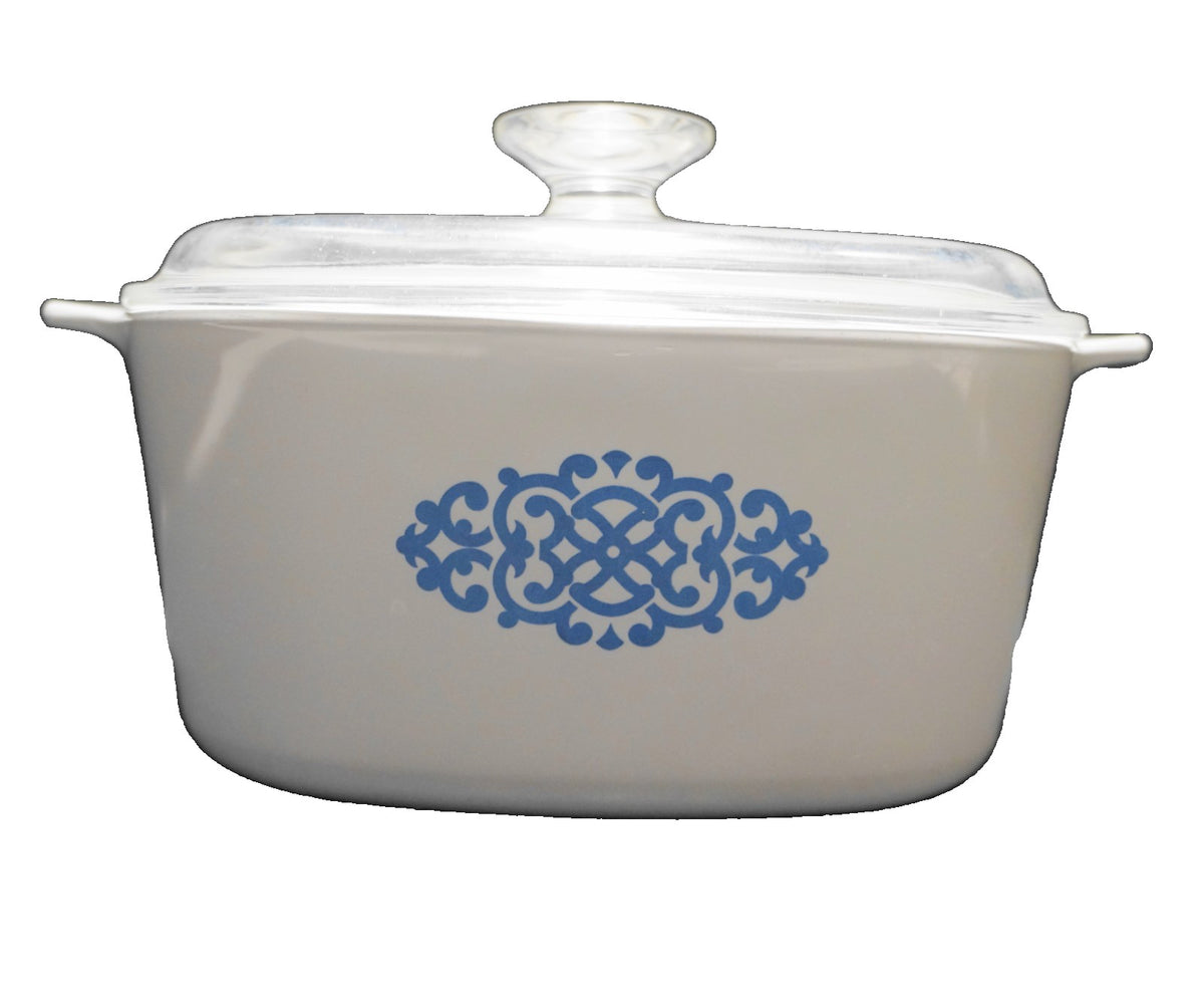 Corning Ware Shell Oil Medallion Blue 3 QT A-3-B Casserole With Lid