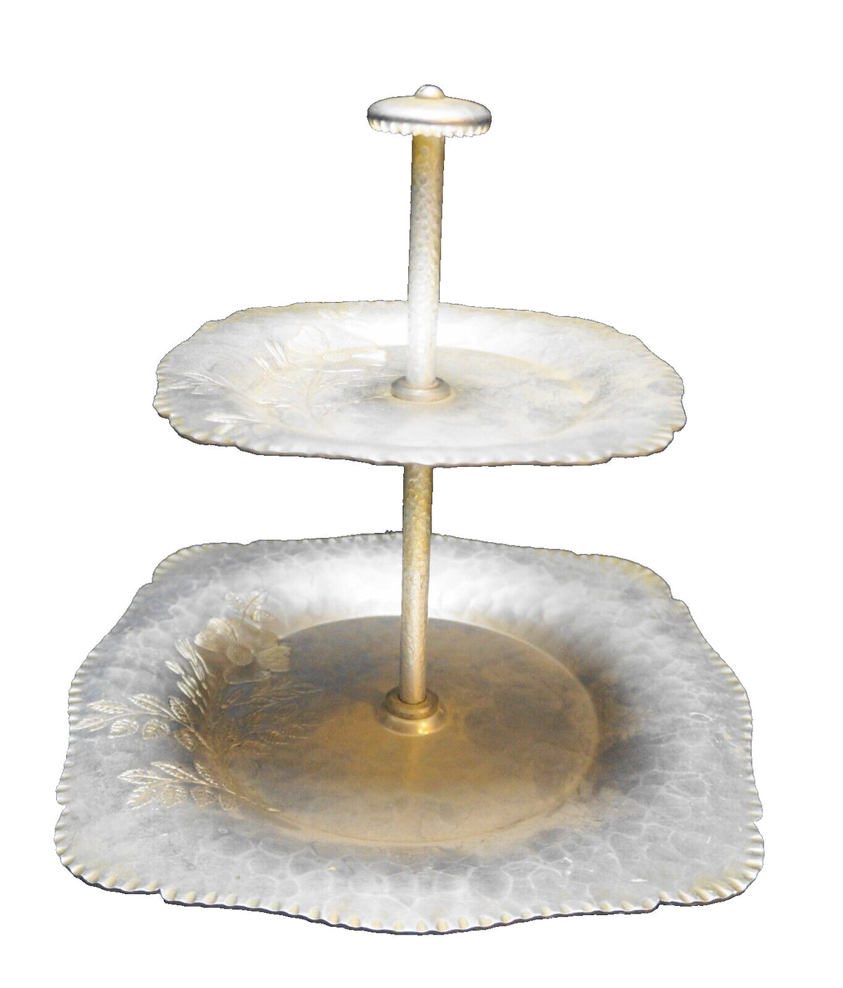 Continental Silver Co. Wild Rose Hammered Aluminum Tidbit Server Two Tier