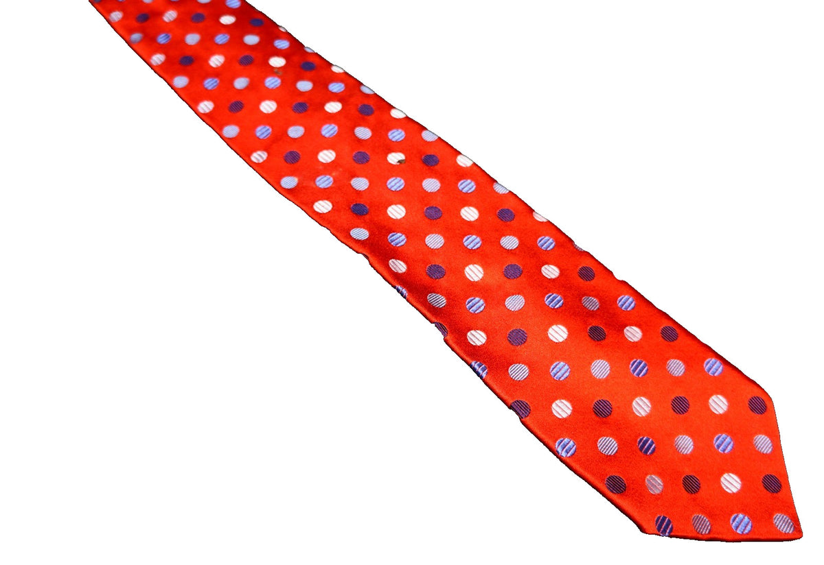 Tommy Hilfiger Red Silk Tie Blue Polka Dots Patriotic USA