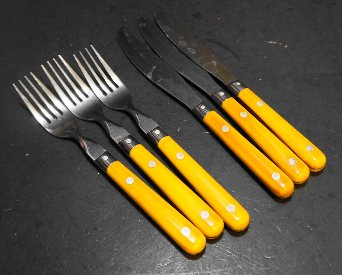 Oxford Hall Fashion Wear Yellow Plastic Handle Flatware 10 Pieces Fashionware