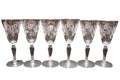 Wheel Cut Floral Cordial 5 IN Wine Glasses Bulbous Stems Set of 6