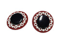 Red White Navy Blue Enamel Round Earrings