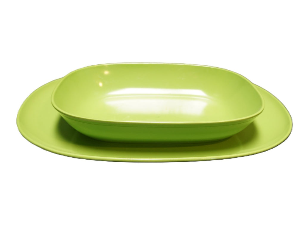 Texas Ware Thin Lime Green Rectangle Oval Bowl Platter