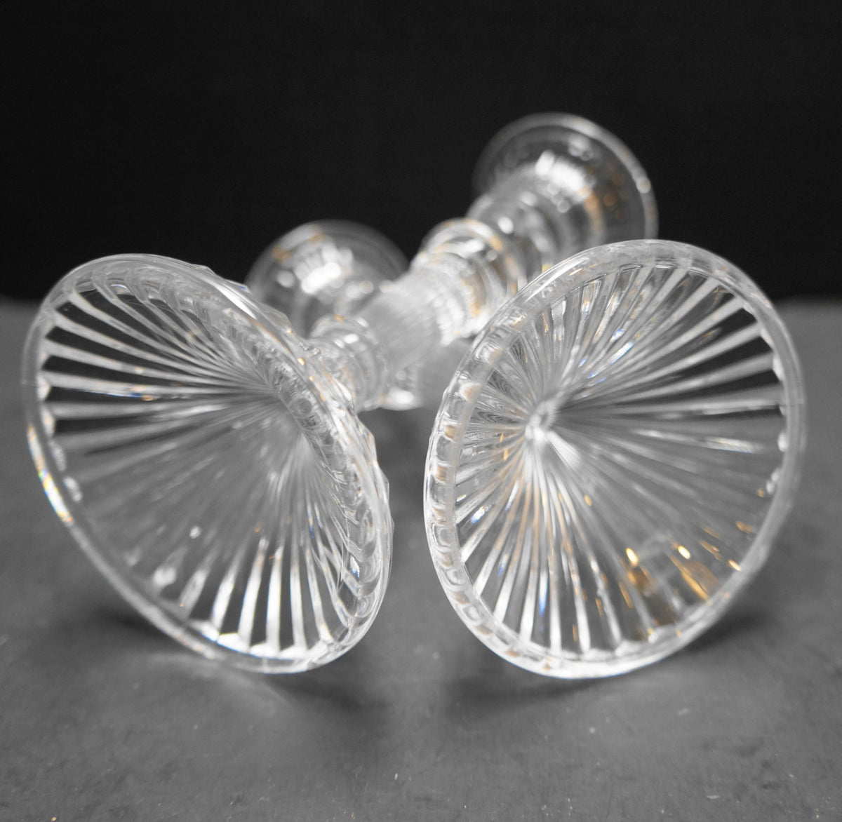 Towle Crystal Ribbed Column Candle Holders Pair 5 1/2 IN Austria Toc33