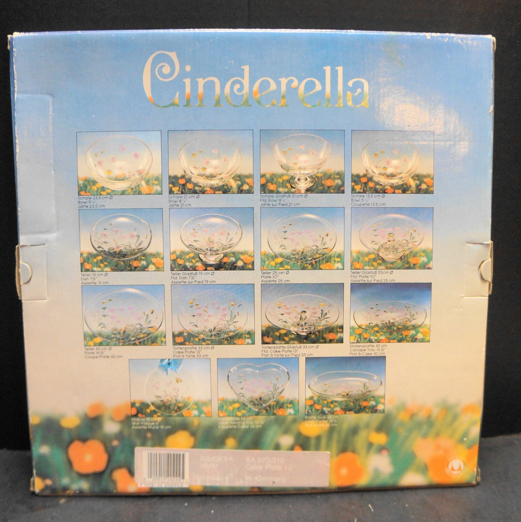 Walther Glass Studio Nova Cinderella Cake Plate Round Platter Tray In Box 13 IN