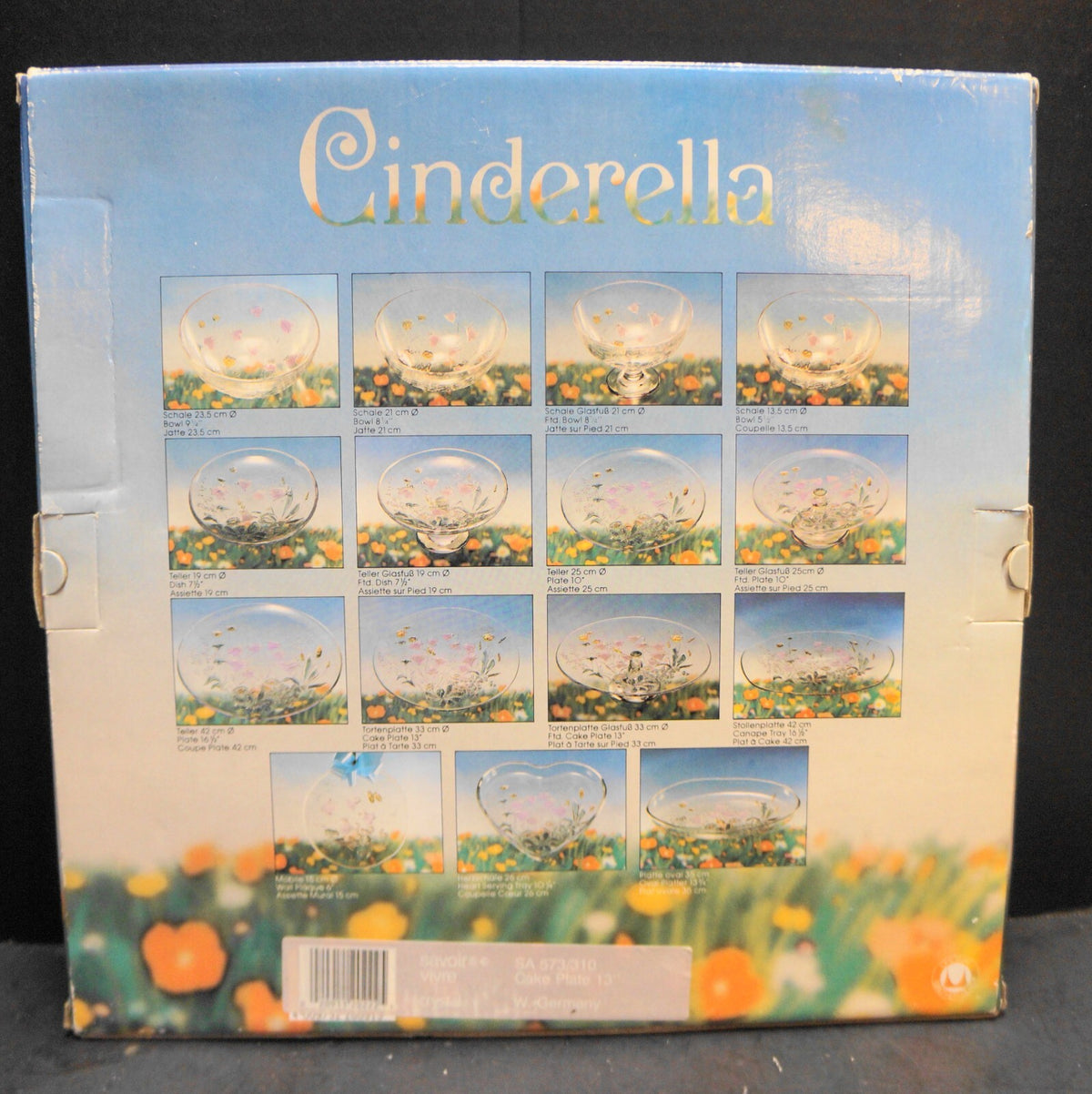 Walther Glass Studio Nova Cinderella Cake Plate Round Platter Tray In Box 13 IN