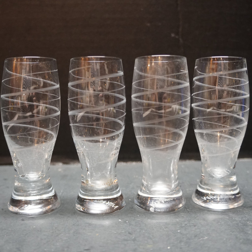 Mikasa Cheers Selections Cut Glass Shot Glasses Set of 4 Cut Spiral Swirls