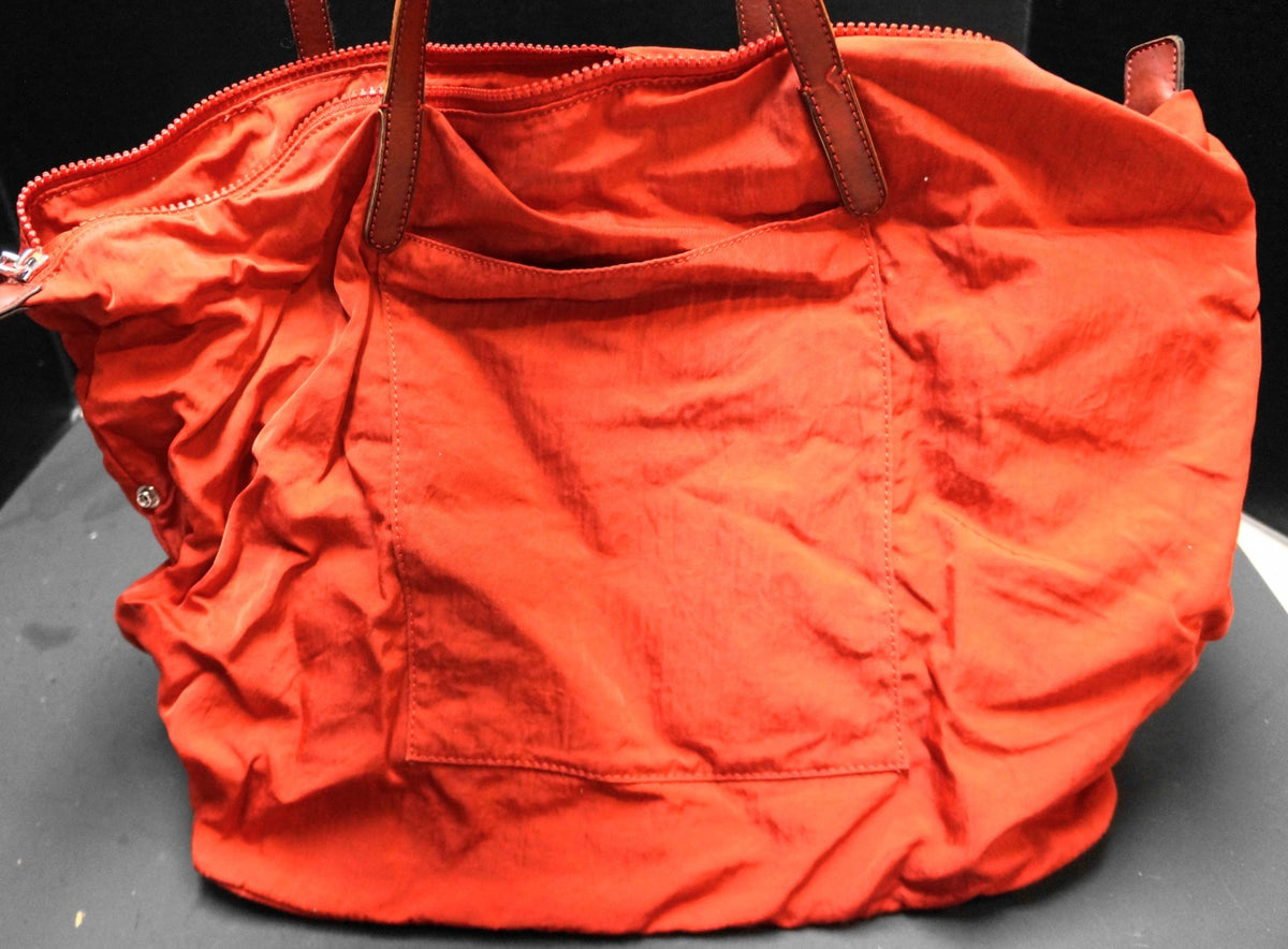 Rebecca Minkoff Red Nylon Tote Bag Zip Top Leather Handles