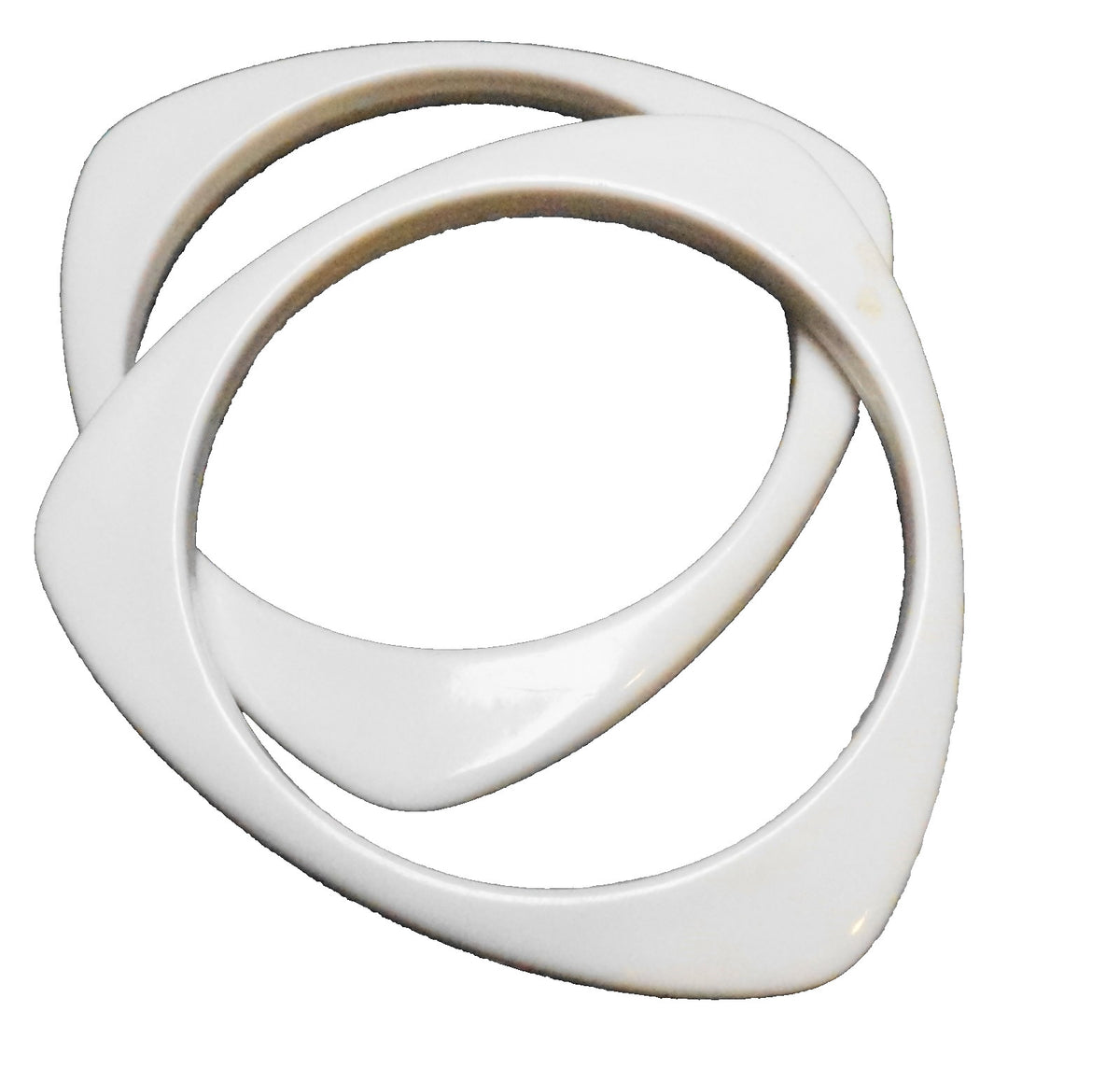 White Acrylic Lucite Triangle Bangles Bracelets Pair