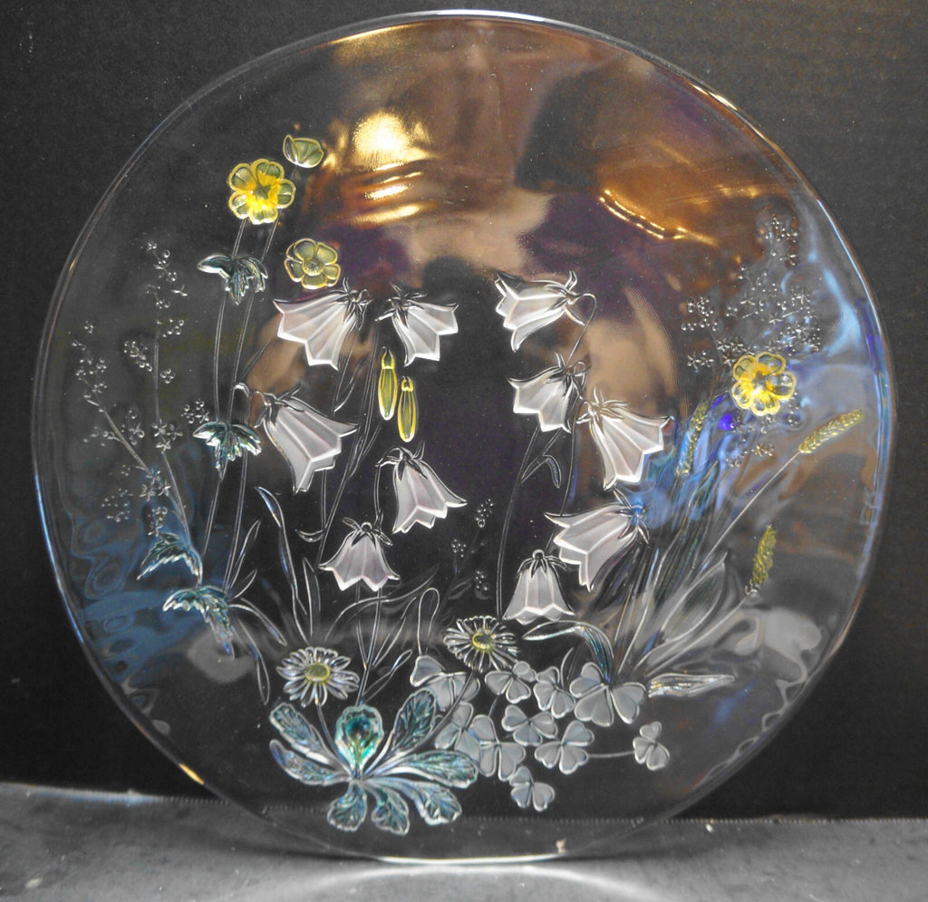 Walther Glass Studio Nova Cinderella Cake Plate Round Platter Tray In Box 13 IN