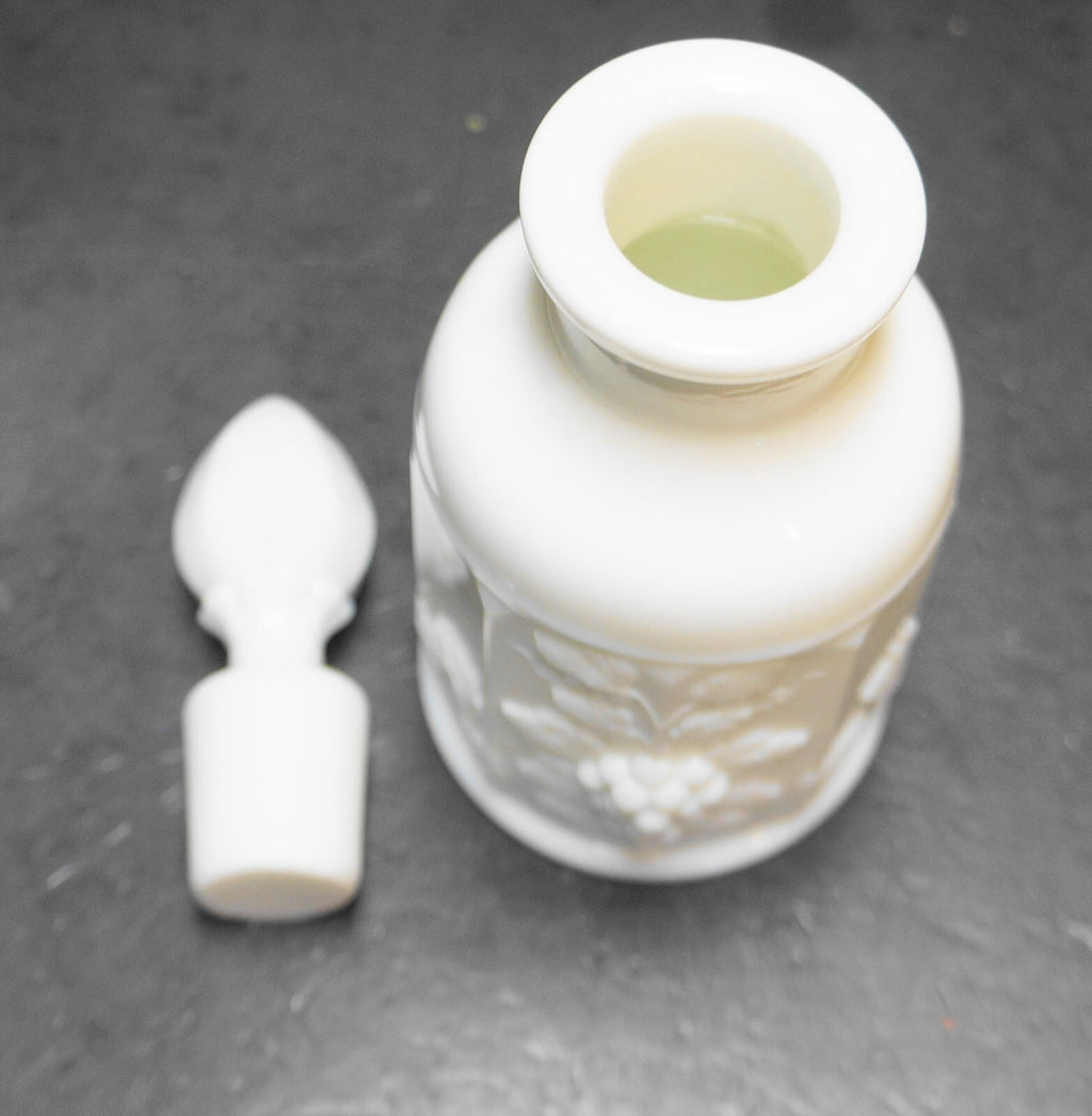Westmoreland Paneled Grape White Milk Glass Perfume Cologne Toilet Water Bottle