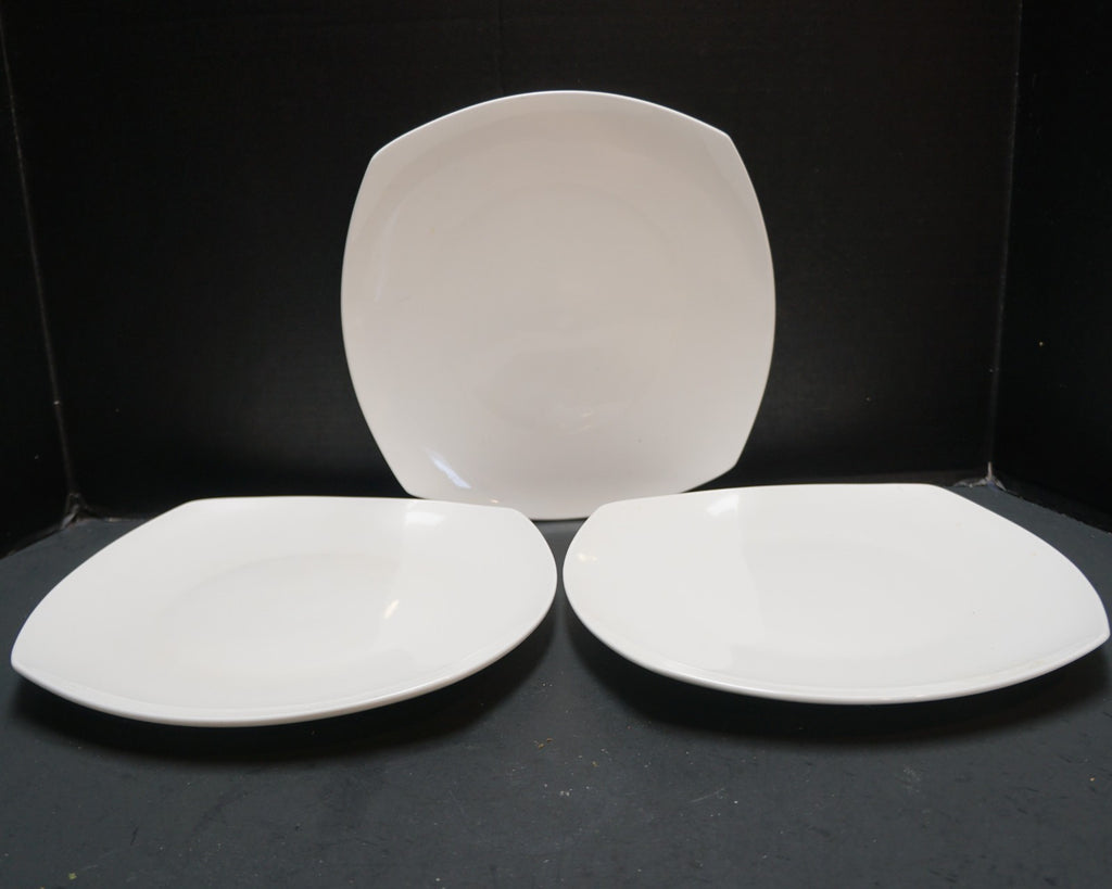 Fitz and Floyd Neveah White Bone China Square Dinner Plates Set of 3