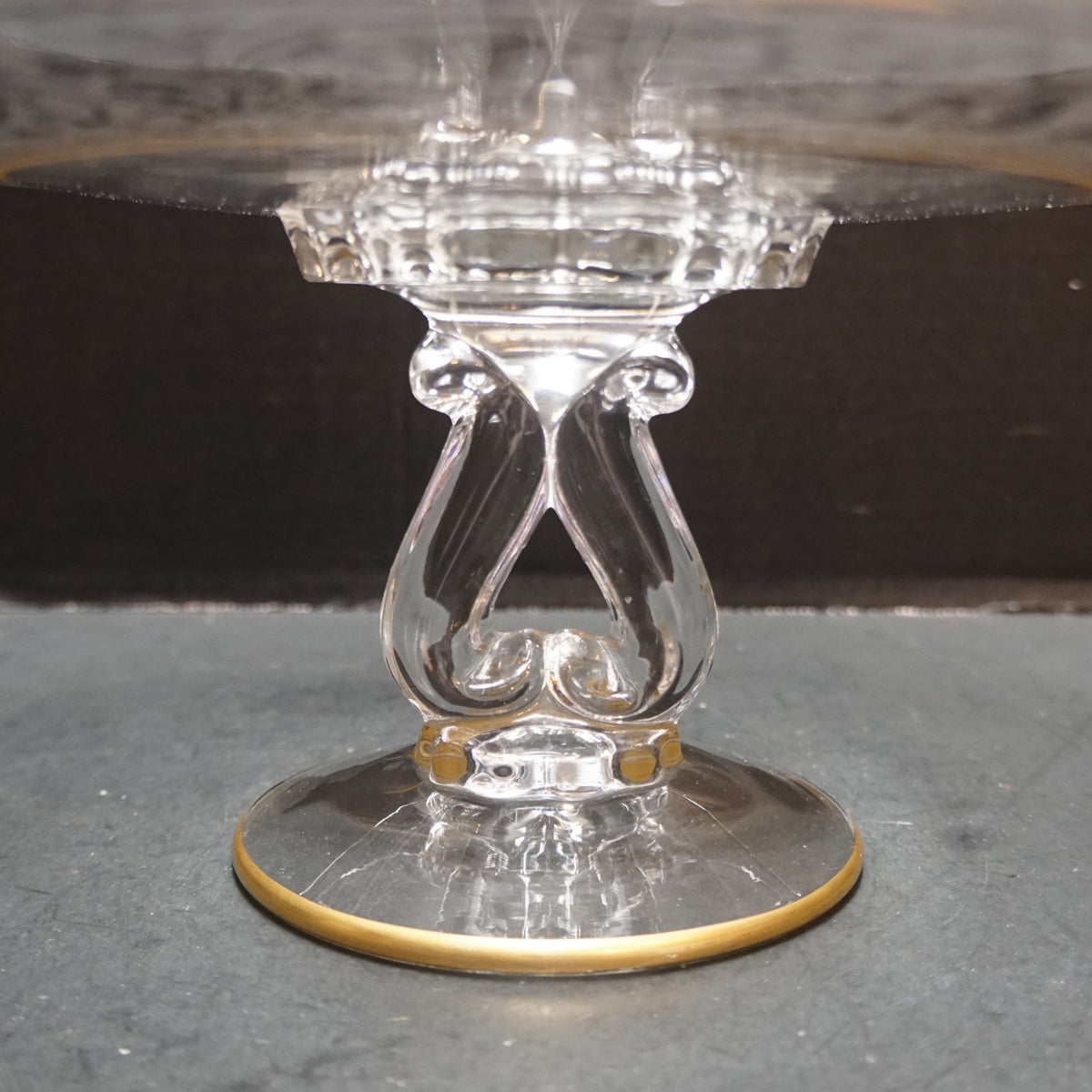 Glastonbury Lotus Gold Brocade Cake Stand New Martinsville Princess Blank