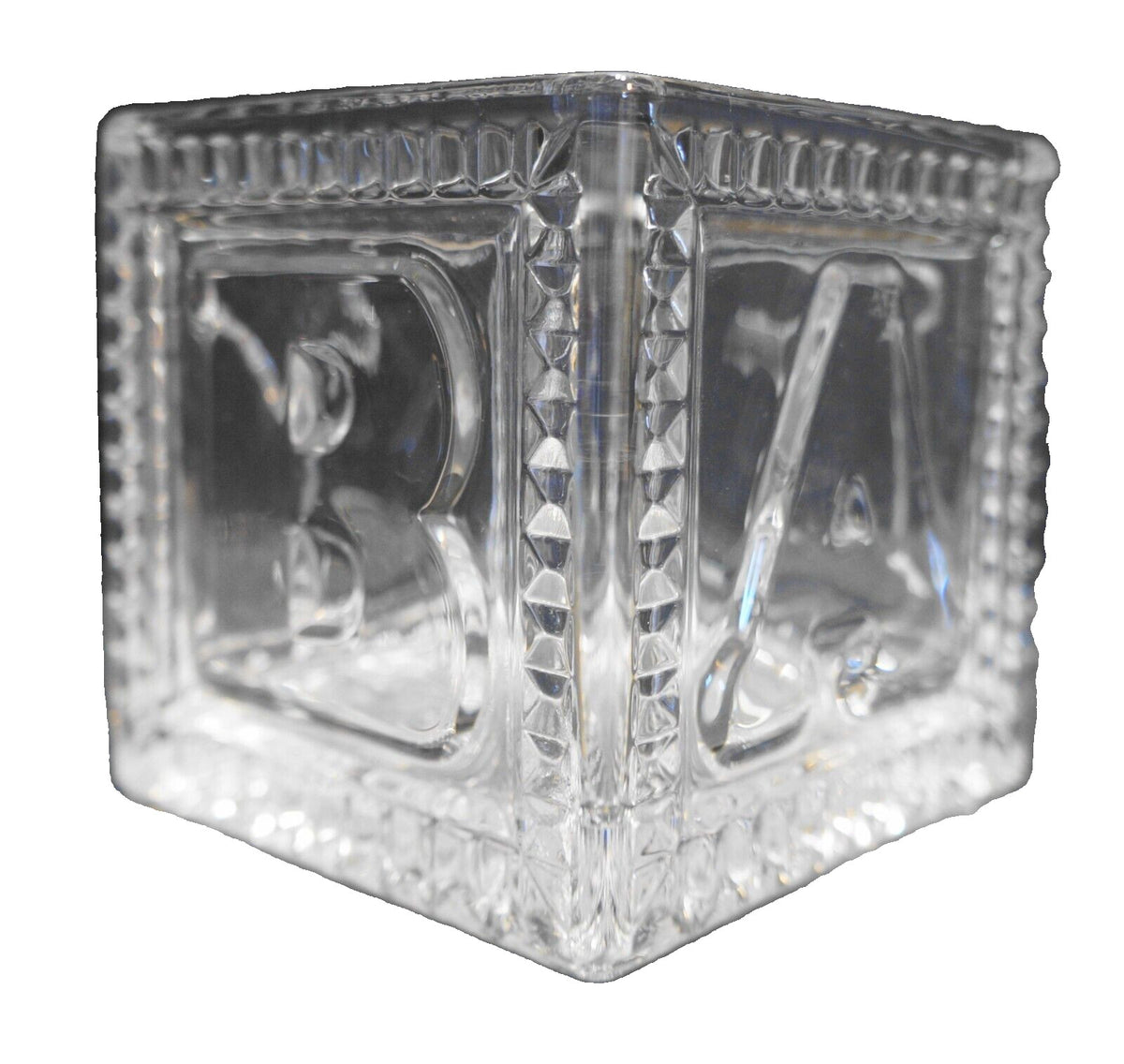 Teleflora 24% Lead Crystal BABY Block Planter Cube Storage