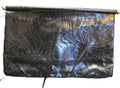 Black Crackle Leather Convertible Clutch Purse Vintage