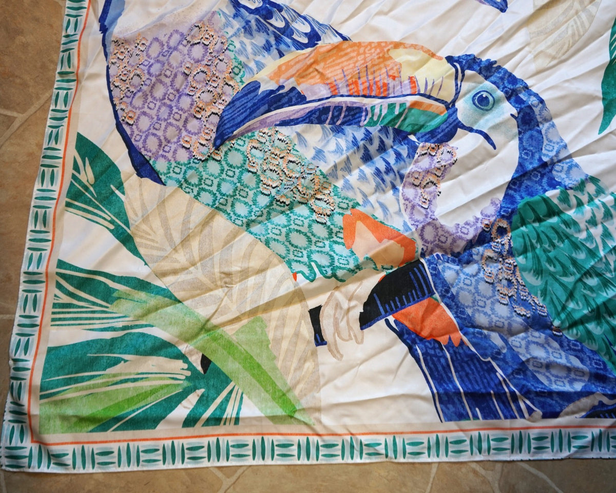 Chico's Island Motif Tropical Toucan Square Scarf 2025 35 IN