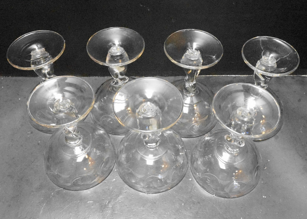 Heisey Moonglo Moonglow Cut 1540 Stem Heavy Pressed Champagnes Tall Sherbets Set