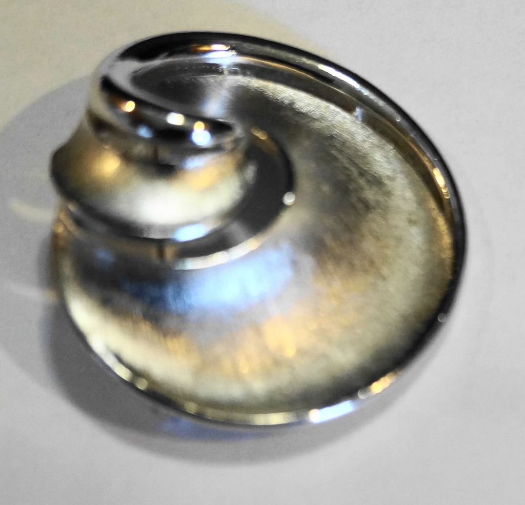 Crown Trifari Silver Tone Textured Swirl Curved Modernist Brooch Pin