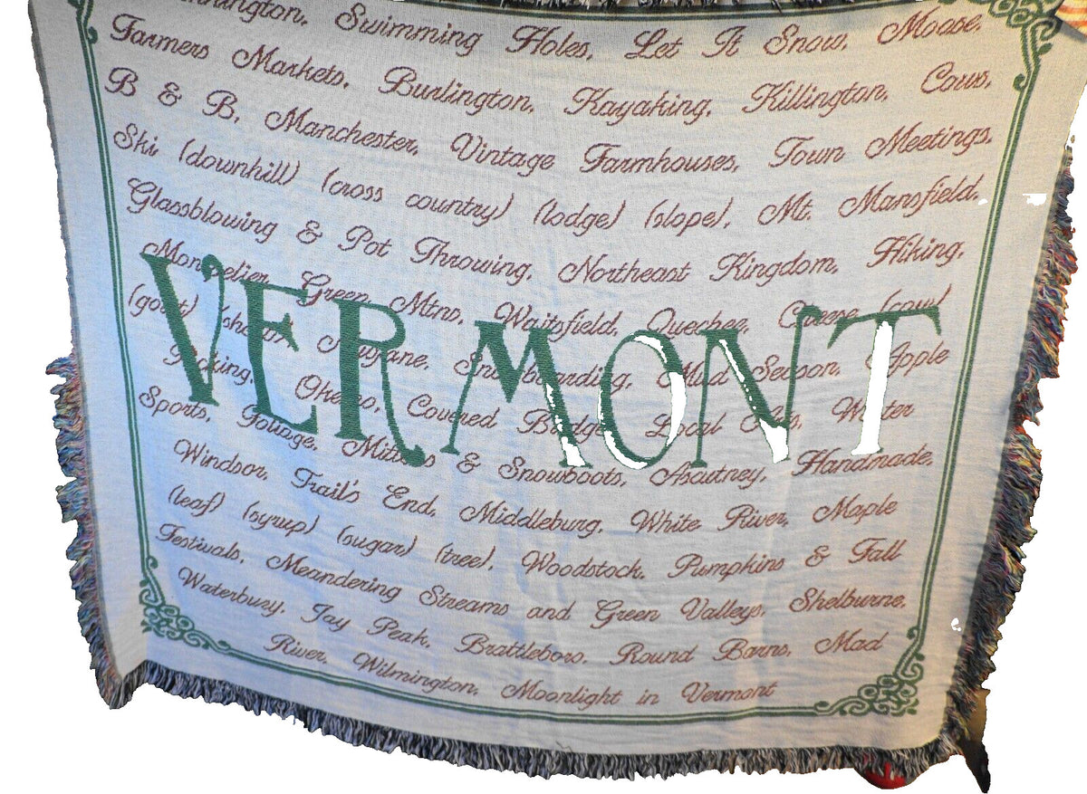 Vermont Cities Manual Wodworkers and Weavers Jacquard Throw Blanket