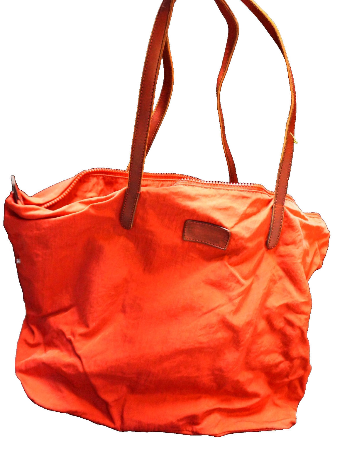 Rebecca Minkoff Red Nylon Tote Bag Zip Top Leather Handles