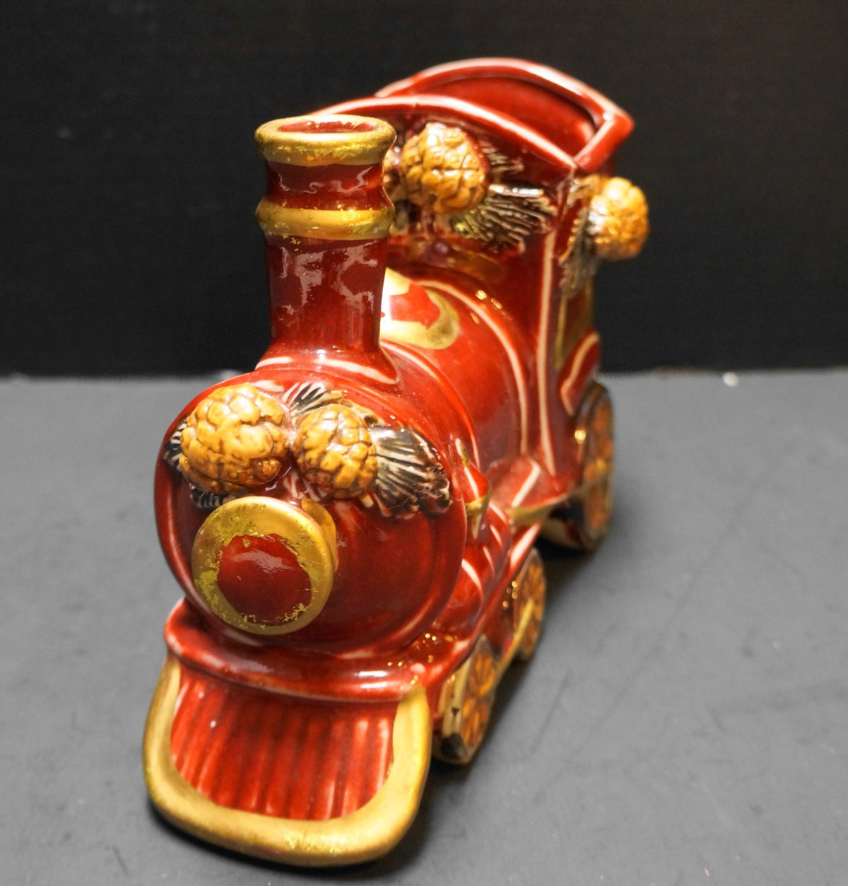 Brick Red Ceramic Christmas Train Planter