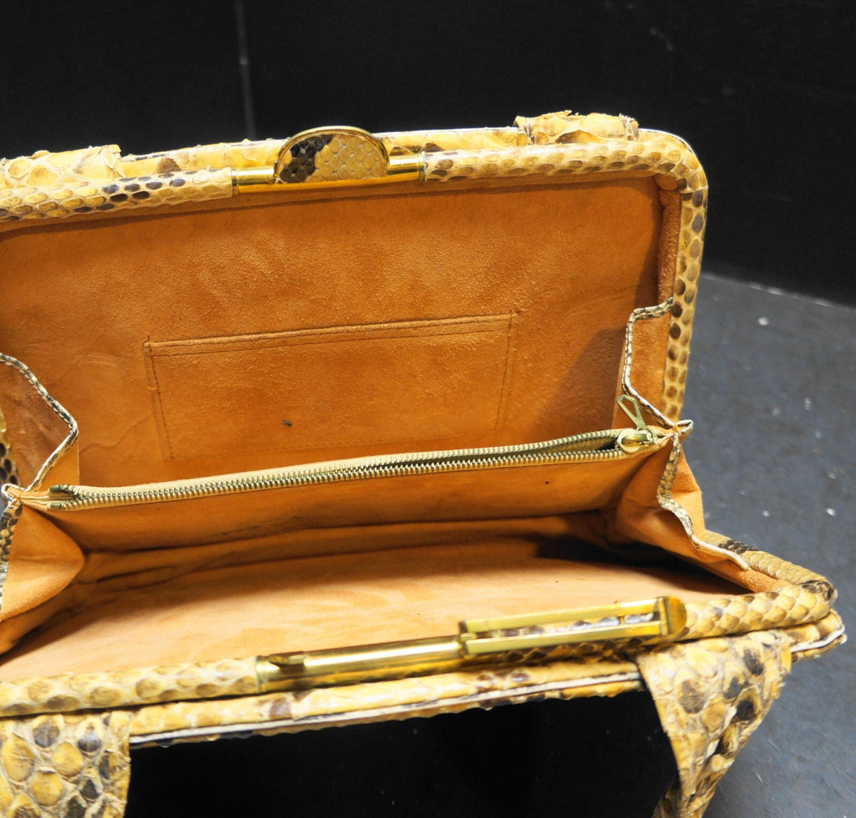 Vintage Python Snakeskin Tan Brown Handbag Purse