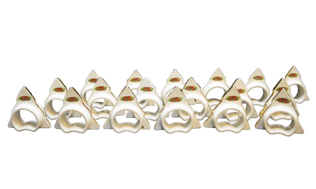 Jamestown Christmas Treasure Tree Napkin Rings Porcelain Set of 18
