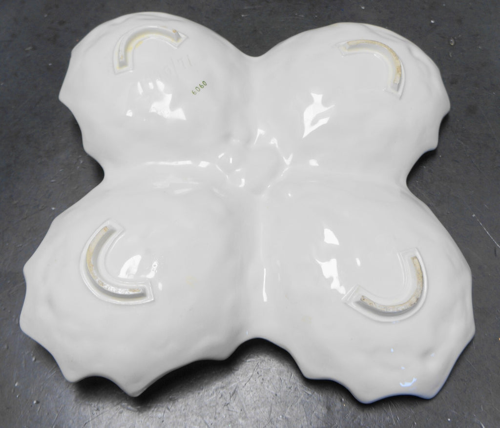 Lefton White Holly Berry 4 Part Relish Tray Center Handle