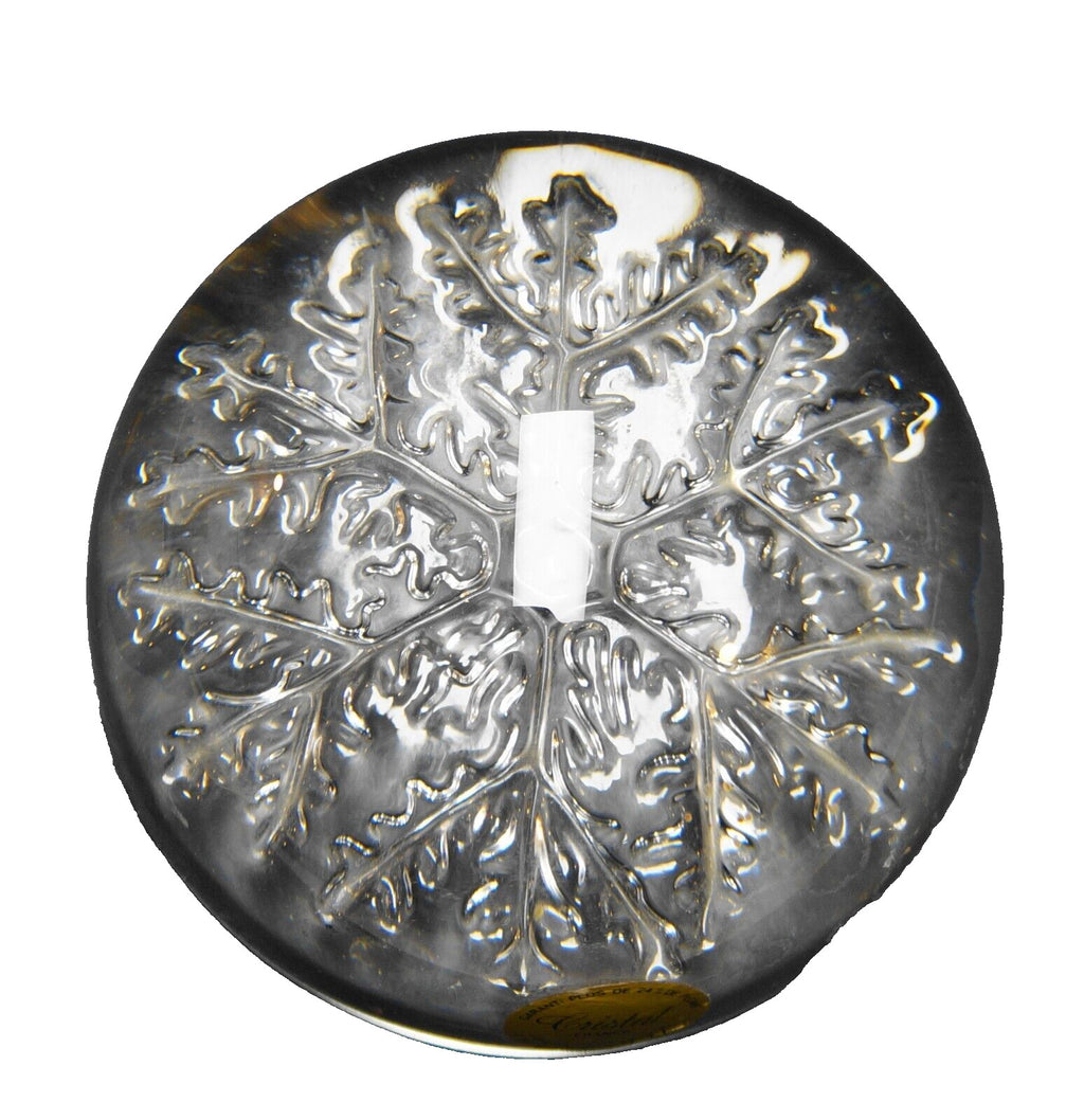 Avon Snowflake Lead Crystal Domed Paperweight 1970s Cristal France Handmade