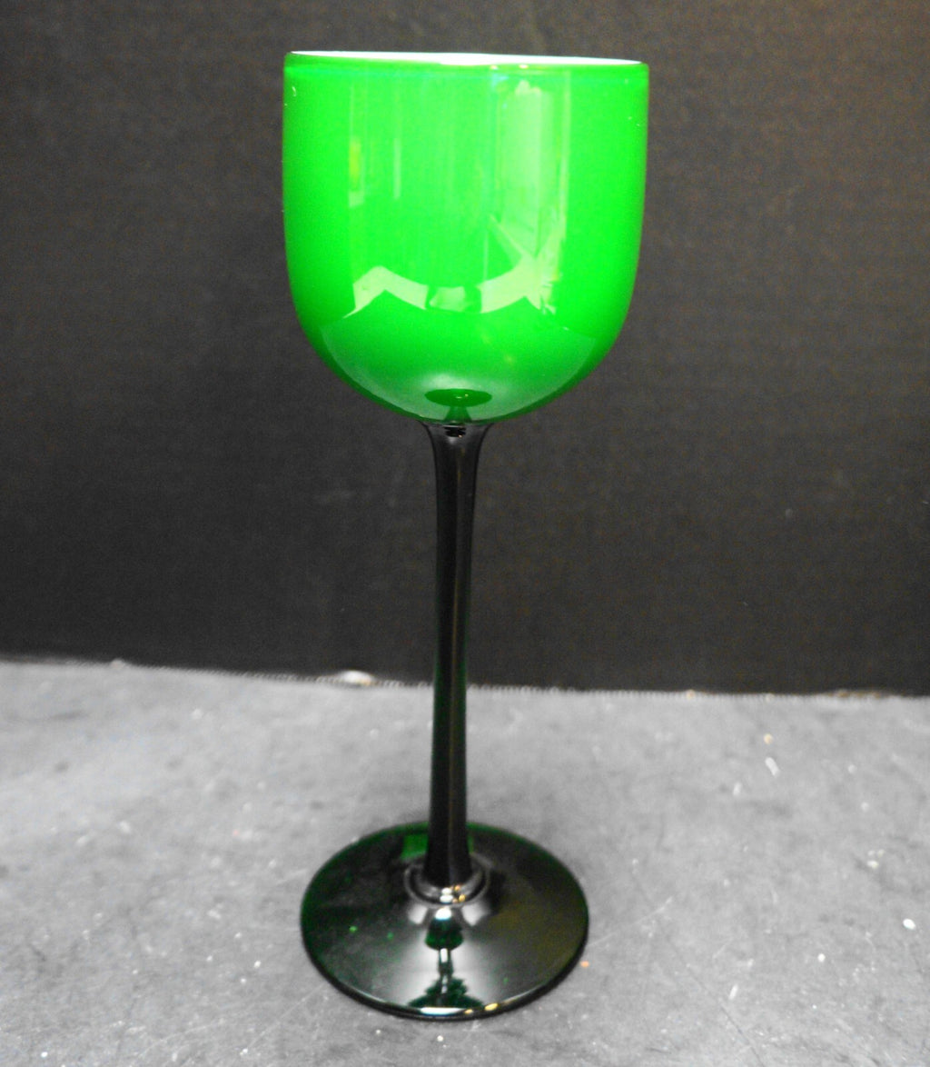 Carlo Moretti Emerald Green Cased Glass 9" Stem Goblet