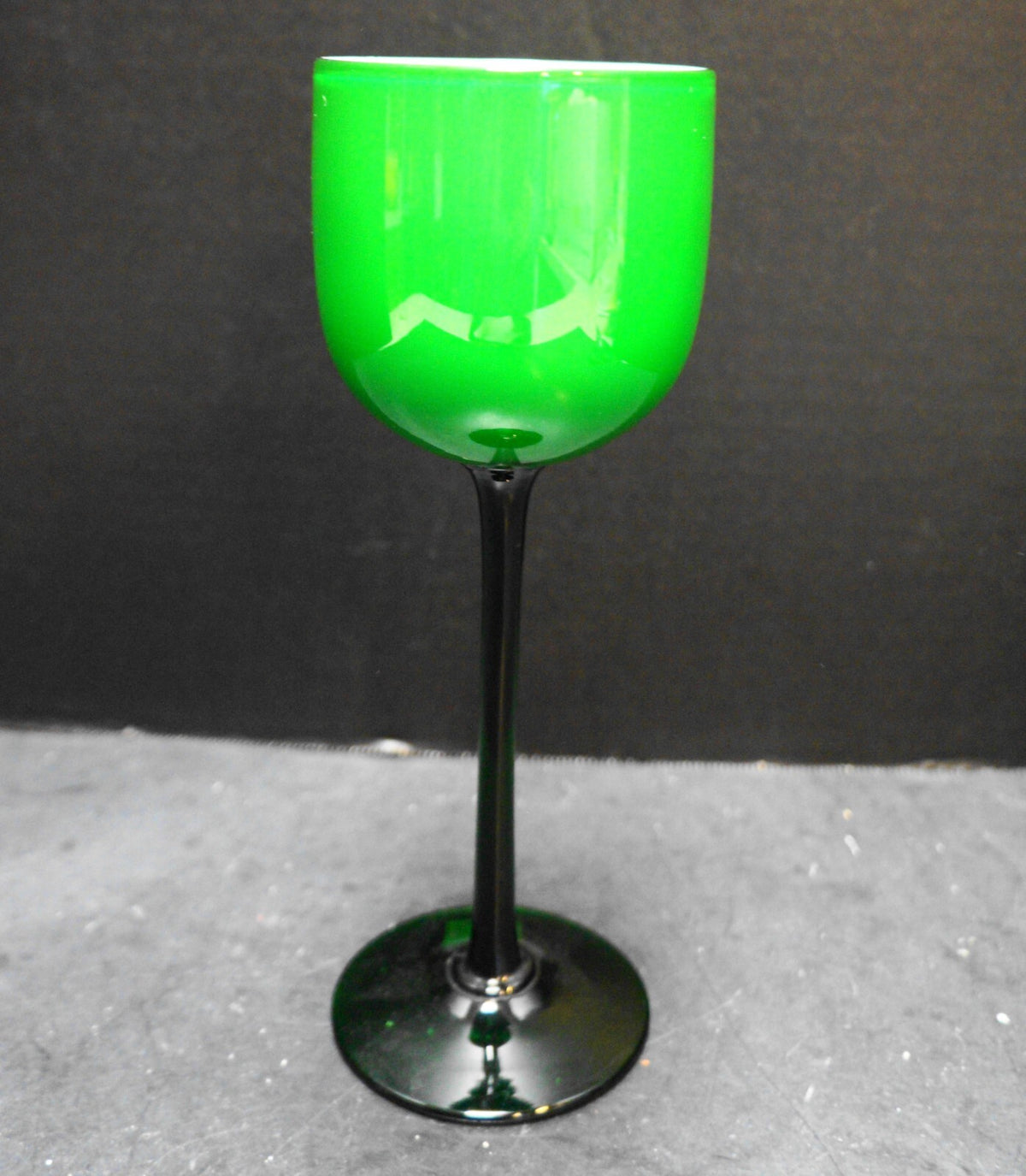 Carlo Moretti Emerald Green Cased Glass 9" Stem Goblet