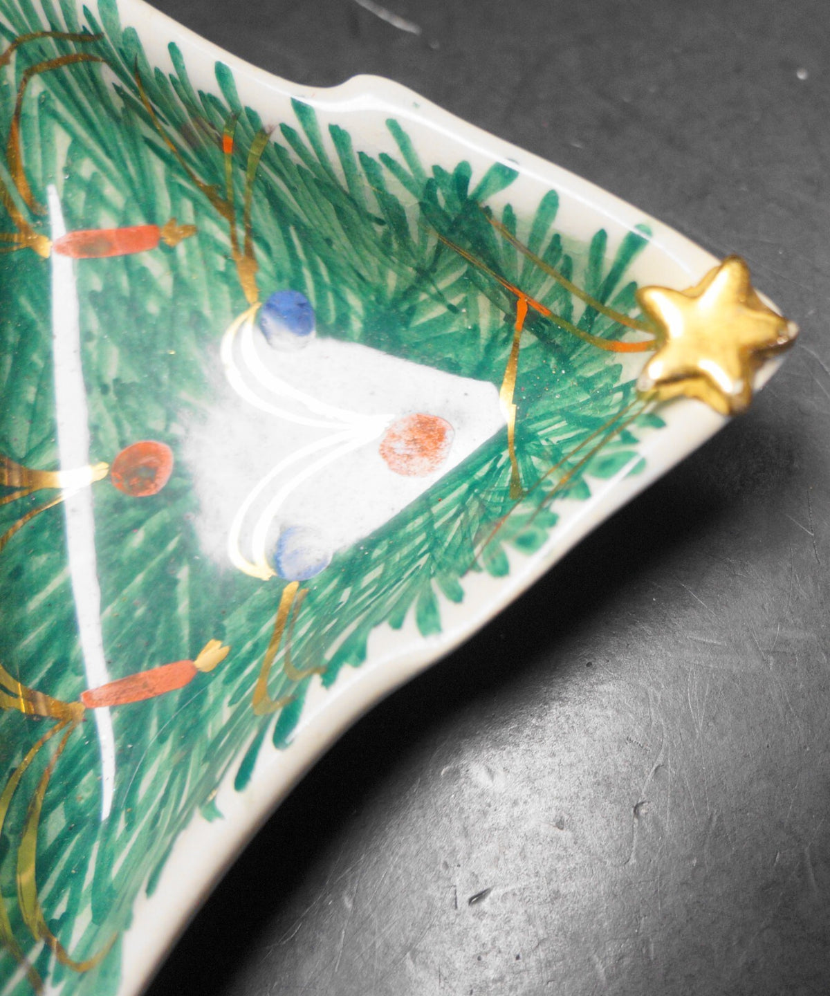 Hand Painted Christmas Tree Relish Serving Dish Italy