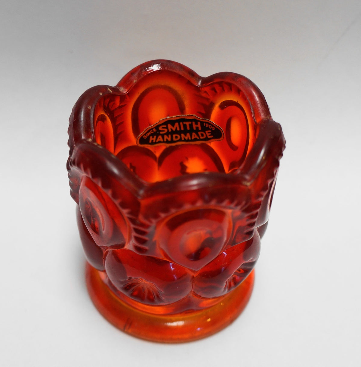 LE Smith Moon and Stars Amberina Toothpick Holder Votive Candle