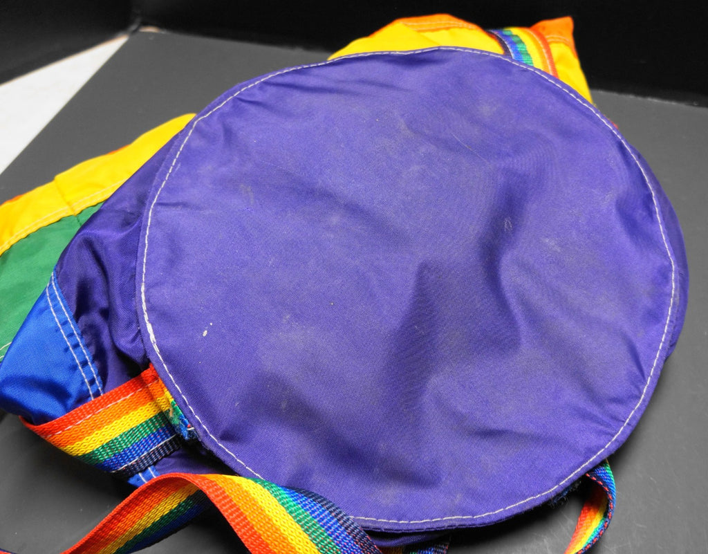 Taylor Made Rainbow Stripe 1980s Drawstring Bucket Bag Nylon